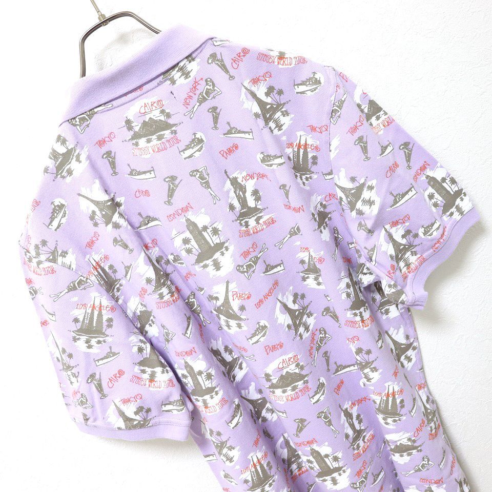 【極美品】ステューシー　シャツパーカー　シャンブレー　ロゴ刺繍　リネン混　サマー STUSSY SUMMER CRUIZE ステューシー ロゴ 刺繍 ポロシャツ