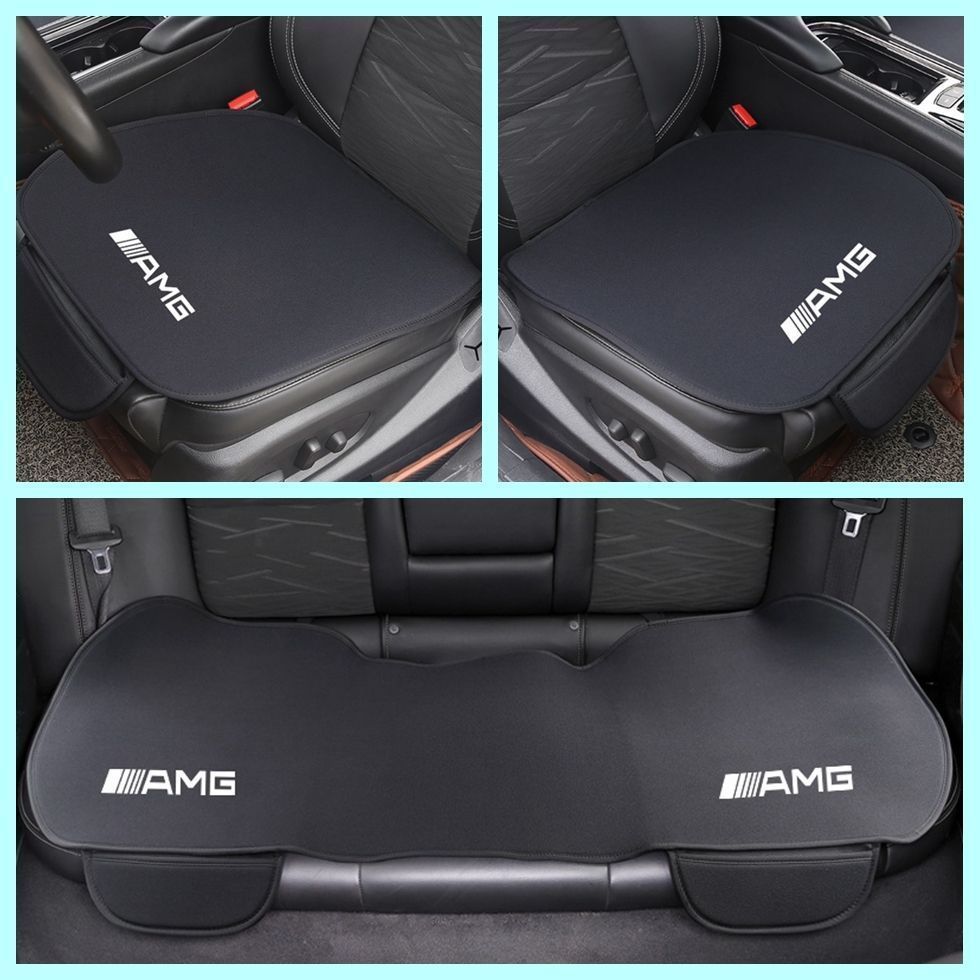 新品！ベンツ Mercedes Benz AMG ロゴ入り 車用 シートカバー シートクッション カーシートカバー 座布団滑り止め 前座席用2枚+後部座席用1枚   ブラック W290 W190 GT43 GT53 GLK GLE GLC  S350 450