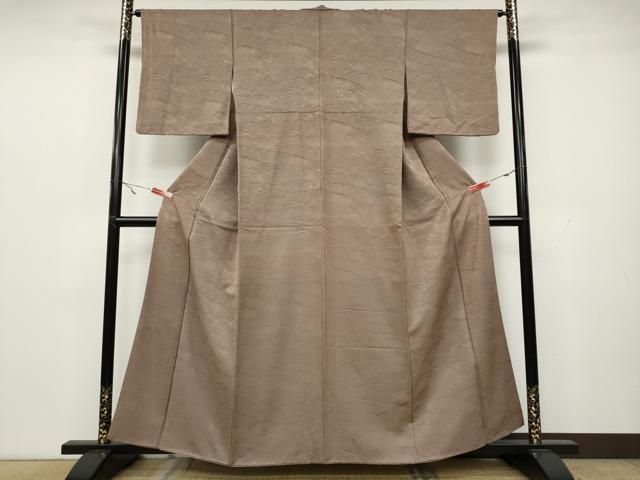 平和屋着物 上質な色無地 立波地紋 白茶色 正絹 CAAX4695ut
