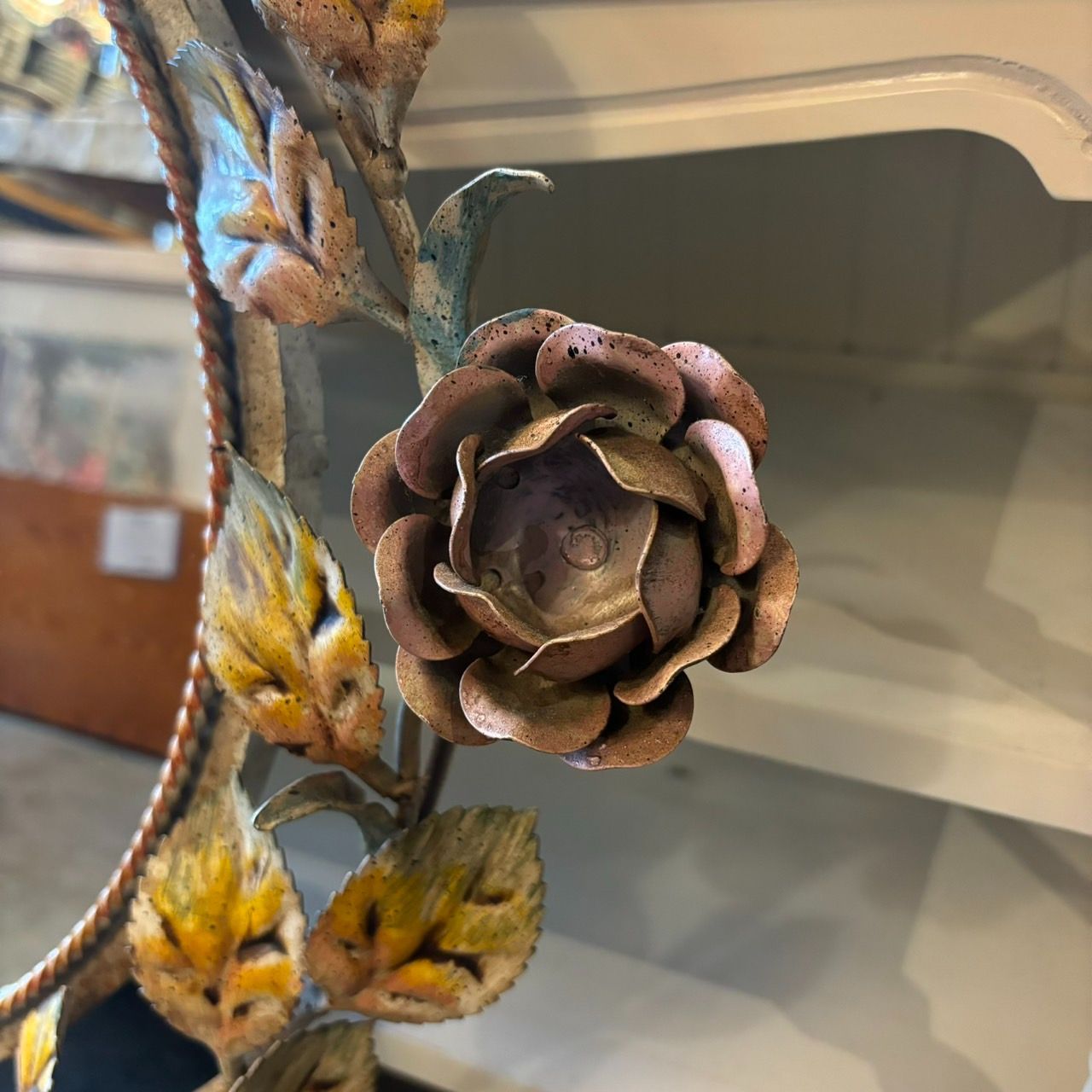 アイアン ウォールミラー ミラー 姿見 アンティーク 薔薇 鏡 鏡