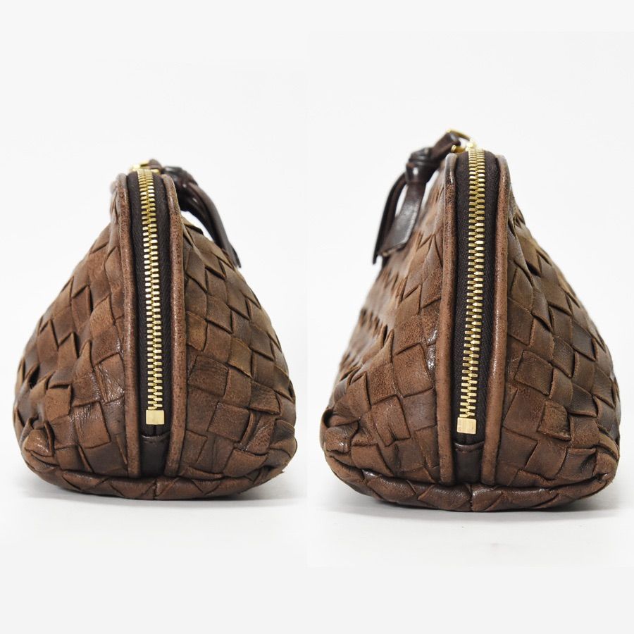【美品】ボッテガヴェネタ マルチ ポーチ イントレチャート レザー ブラウン 中古BC】 Bottega Veneta ボッテガヴェネタ イントレチャート