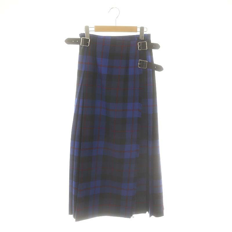 オニール オブ ダブリン O NEIL OF DUBLIN 124-91 WOOL LONG KILT SKIRT ラップスカート 巻きスカート プリーツ チェック柄 I42 ブルー 黒 赤 |ES OS