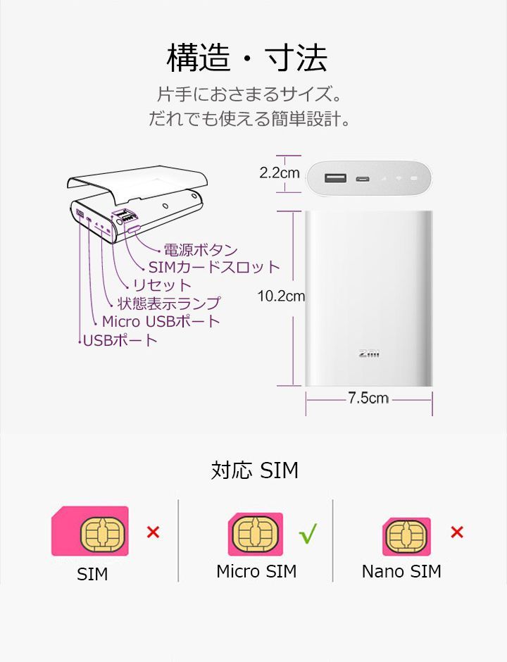 【 ★フォロー割 】 ZMI 一台2役 バッテリーWifi モバイル Wifi ルーター MF855 SIMフリー 7800mAh 大容量 最大9台テザリング LTE通知最大18.5時間 技適認証済  国内正規品