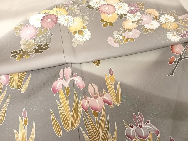 平和屋着物○訪問着 友禅 遠山飛鶴花文 暈し染め 金彩 正絹 逸品