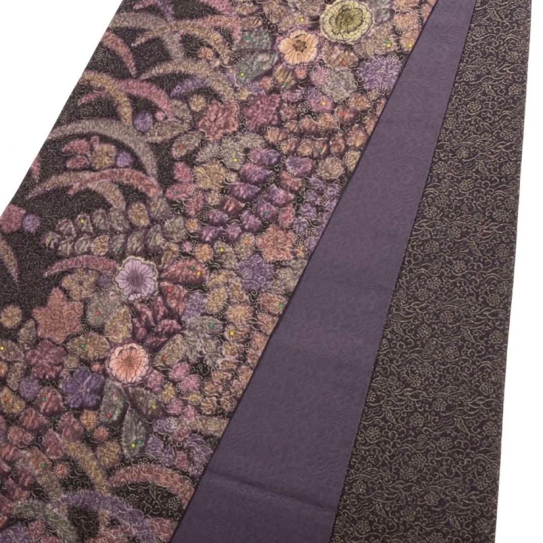 未着用 袋帯 辻ヶ花 絞り ぼかし染め 金通し 藤 芝草 着物 035a