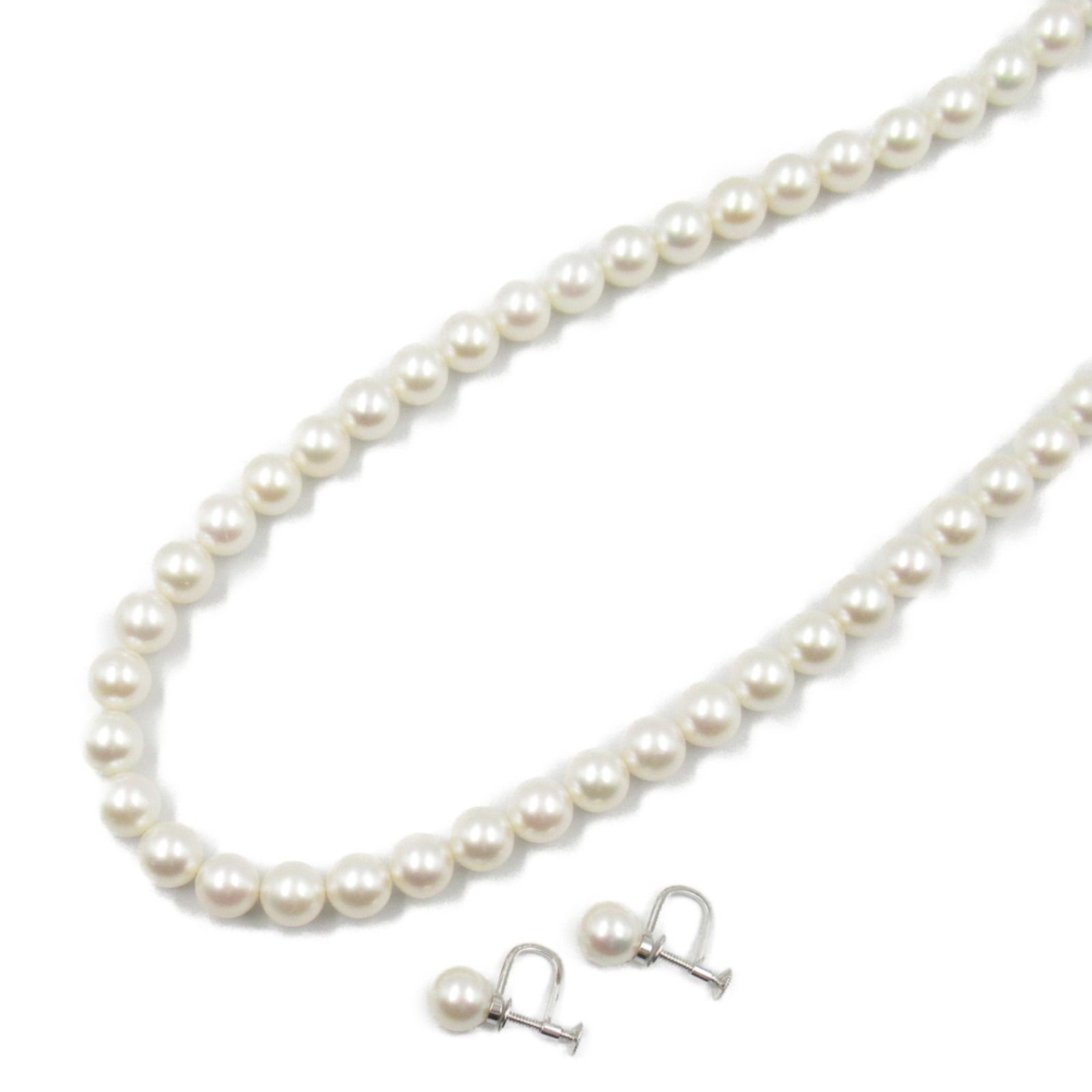 ジュエリー JEWELRY その他アクセサリー パールネックレス イヤリング2点セット ﾊﾟｰﾙ2点ｾｯﾄ 44.5g 首回42㎝ シルバー925 パールネックレス イヤリング2点セット レディース Used A