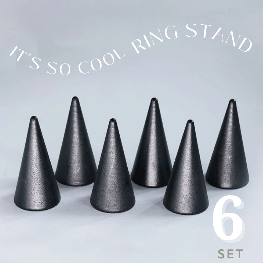 木製 リングスタンド 6個 セット ブラック ウッド マット 艶消し 指輪