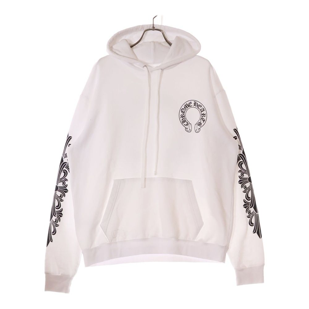 CHROME HEARTS 総柄ホースシュープルオーバーパーカー ホワイト CHROME HEARTSクロムハーツホースシュー プルオーバーパーカー
