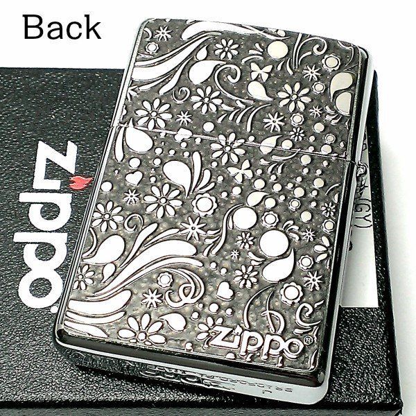 62%OFF!】 zippo 両面加工 キャット フラワーガーデン ブルー ジッポ