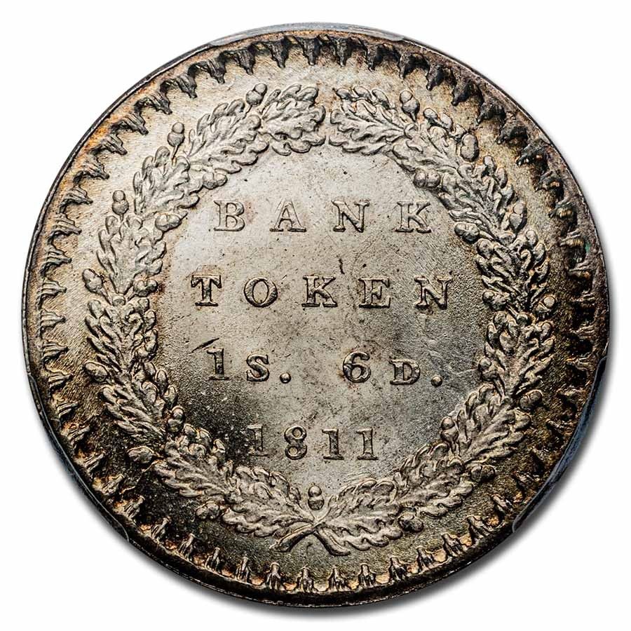 1811 Great Britain Silver 18 Pence Bank Token MS-64 PCGS