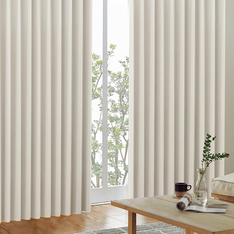 カーテンくれない 遮光カーテン K-wave-D-plain 防炎 ラベル付 40色×140サイズ 2枚組 節電対策に 保温 保冷 断熱 遮熱 シャンパンシルバー 幅100×丈230cm