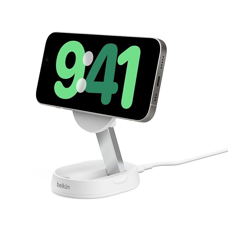 Belkin Qi2ワイヤレス充電スタンド Qi2/MagSafe対応 Qi2公式認証 iPhone 15/14/13/12/Qi2対応スマートフォン(最大15W高速充電) スタンドu0026パッド切り替え 角度調整 コンパクト 持ち運び iOSスタンバイモード対 1