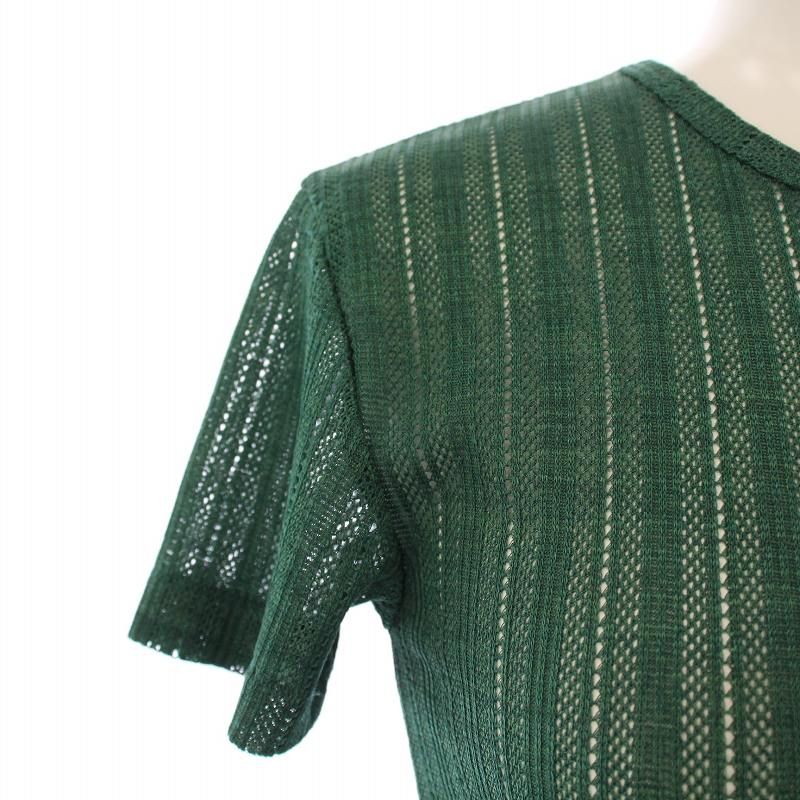 メゾンマルジェラ 1 Maison Margiela 1 Tシャツ 半袖 クルーネック シアー シースルー ストレッチ XS 緑 グリーン /BB レディース メゾンマルジェラ 1 Maison Margiela 1 Tシャツ 半袖 クルー