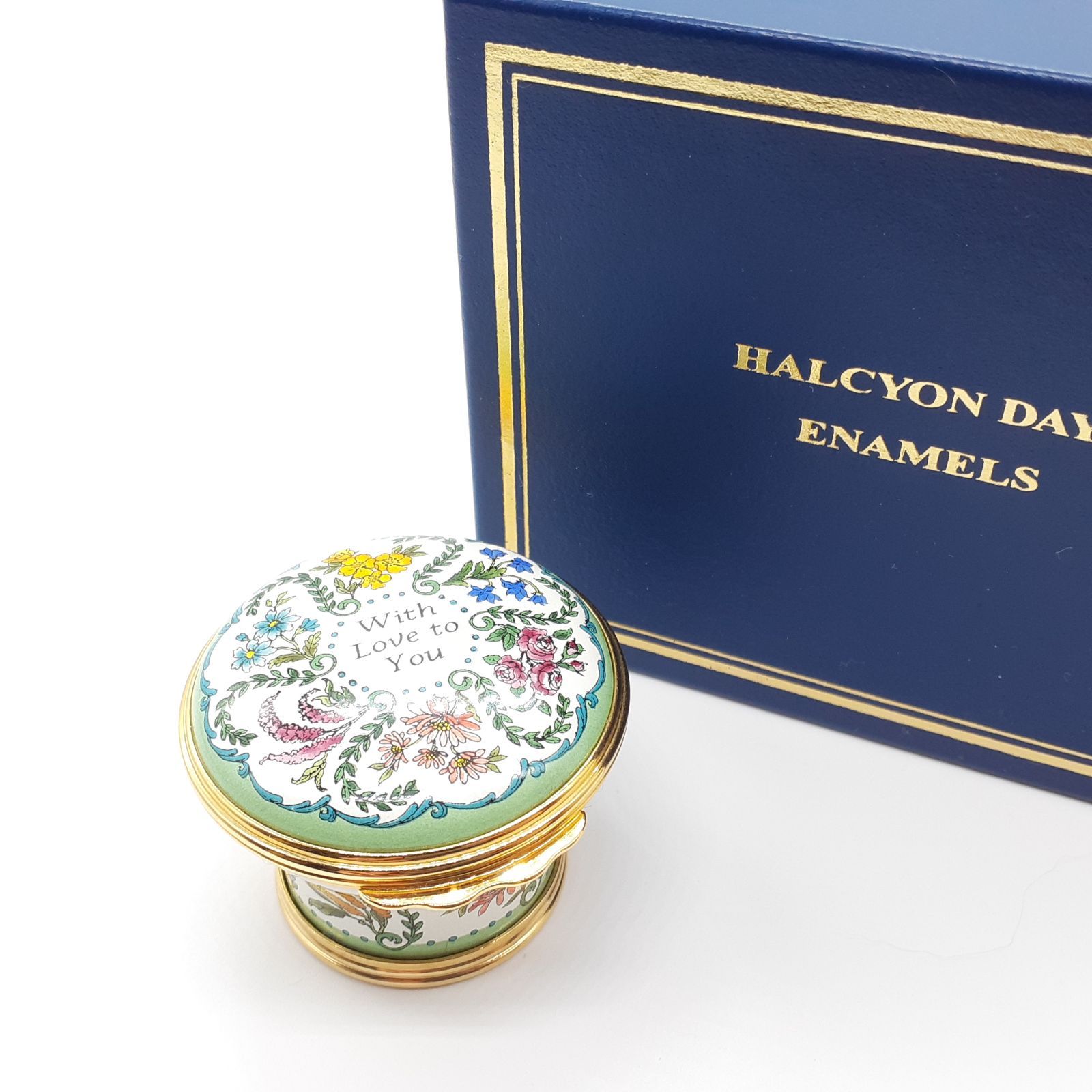HALCYON DAYS ハルシオンデイズ イギリス 小物入れ ピルケース エナメル Mother‘s Day 1997 母の日 ゴールド 花 フラワー