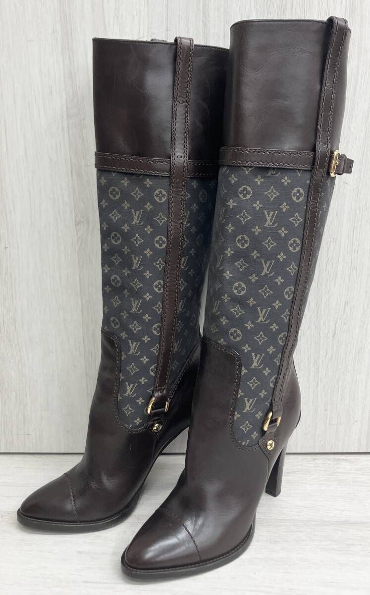 LOUIS VUITTON ルイヴィトン モノグラムミニ NQ0078 ロングブーツ ブラウン系 レディース 37 1|2