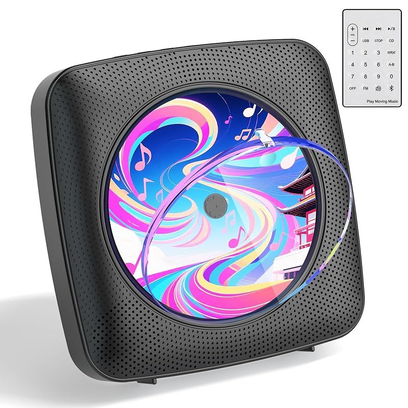 Kegaudio CDプレーヤー cdラジカセ Bluetooth 受信/送信 スピーカー内蔵 卓上＆壁掛け式 CDプレイヤー 1台多役 FM/USB対応 A-Bリピート再生 音楽再生/語学学習/胎児教育 日本語説明書付き(ブラック） 0