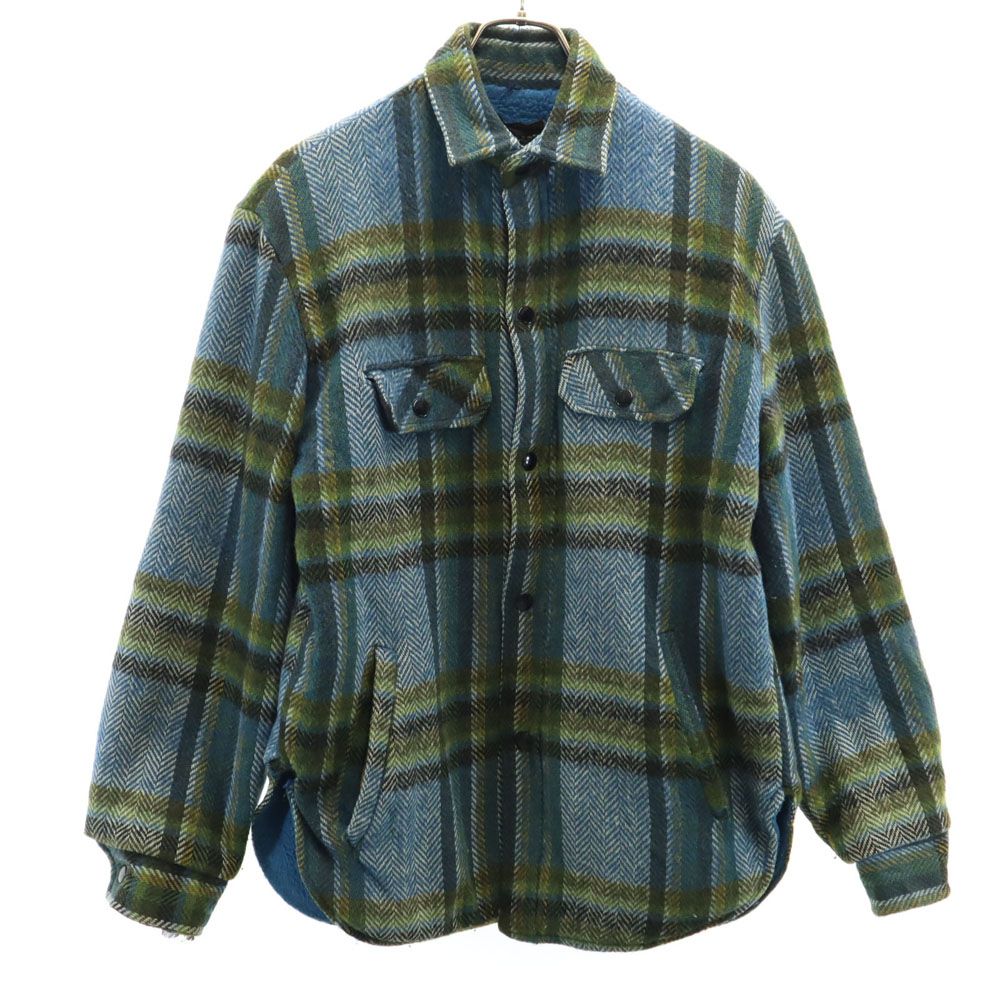 タウンクラフト 70s ヴィンテージ チェック柄 ウールジャケット ブルー 他 TOWNCRAFT Penneys メンズ