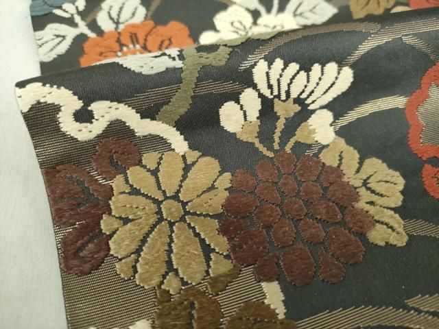 平和屋着物○六通柄袋帯 唐織 雪輪野菊文 金糸 正絹 逸品 DAAS3188ps