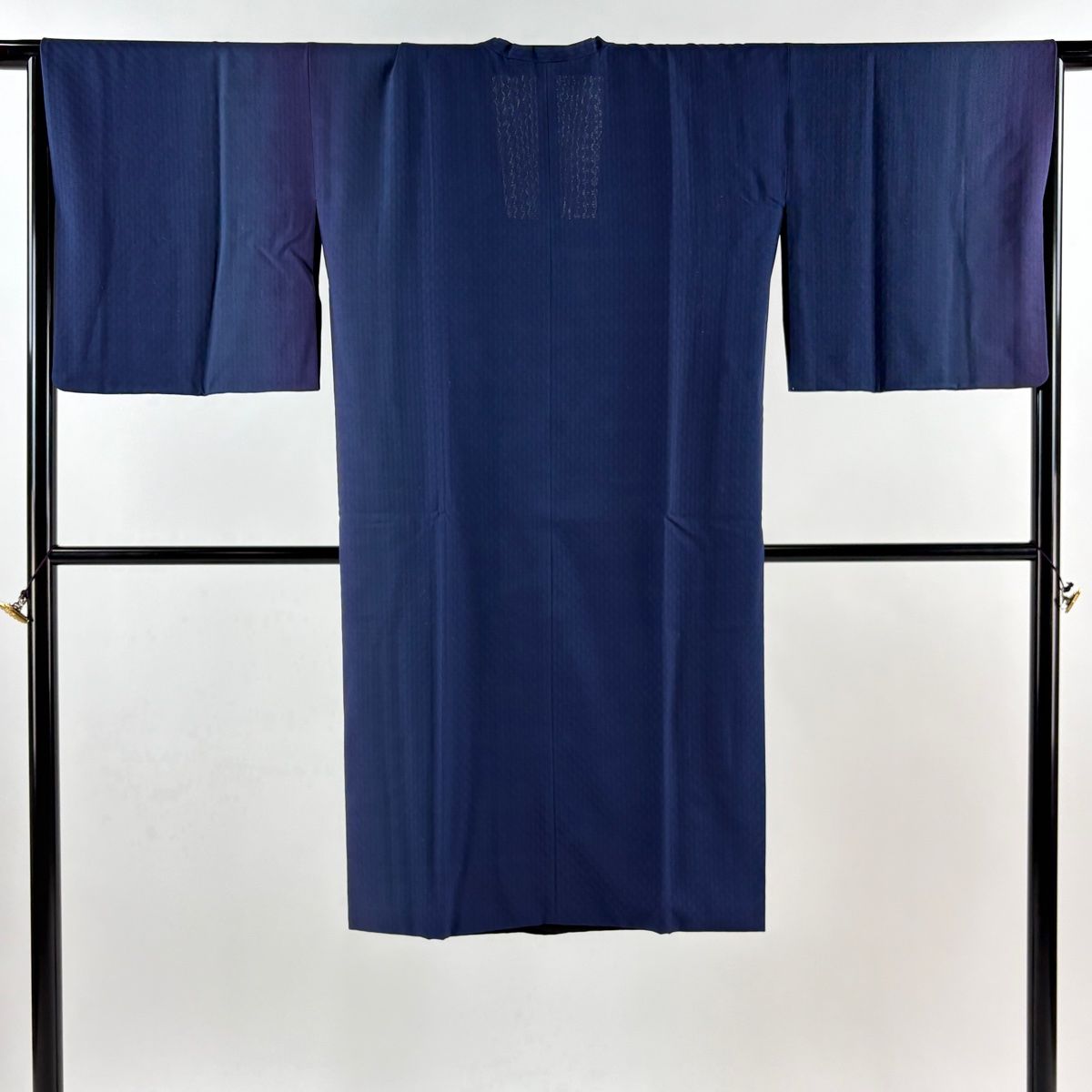 道行 身丈116cm 裄丈65cm M 和装コート 角衿 リバーシブル 地紋 ぼかし 藍色 正絹 名品