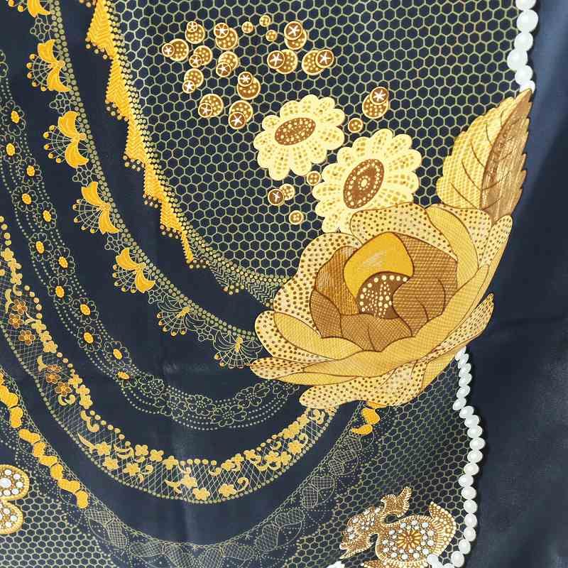 エルメス HERMES カレ90 Doigts de Fee 妖精の指 スカーフ 総柄 紺