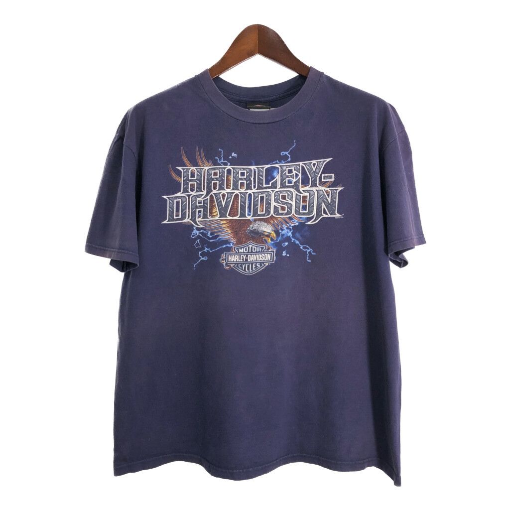 HARLEY DAVIDSON ハーレーダビッドソン モーターサイクル Ｔシャツ ネイビー メンズ XL 古着 U1859