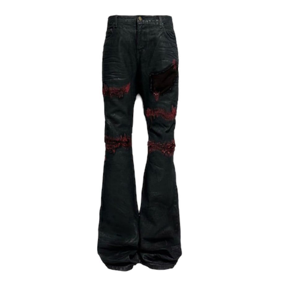 EMOSTANCECLUB × UNDERMYCAR DESTROYED COWHIDE SUEDE RED STITCH 