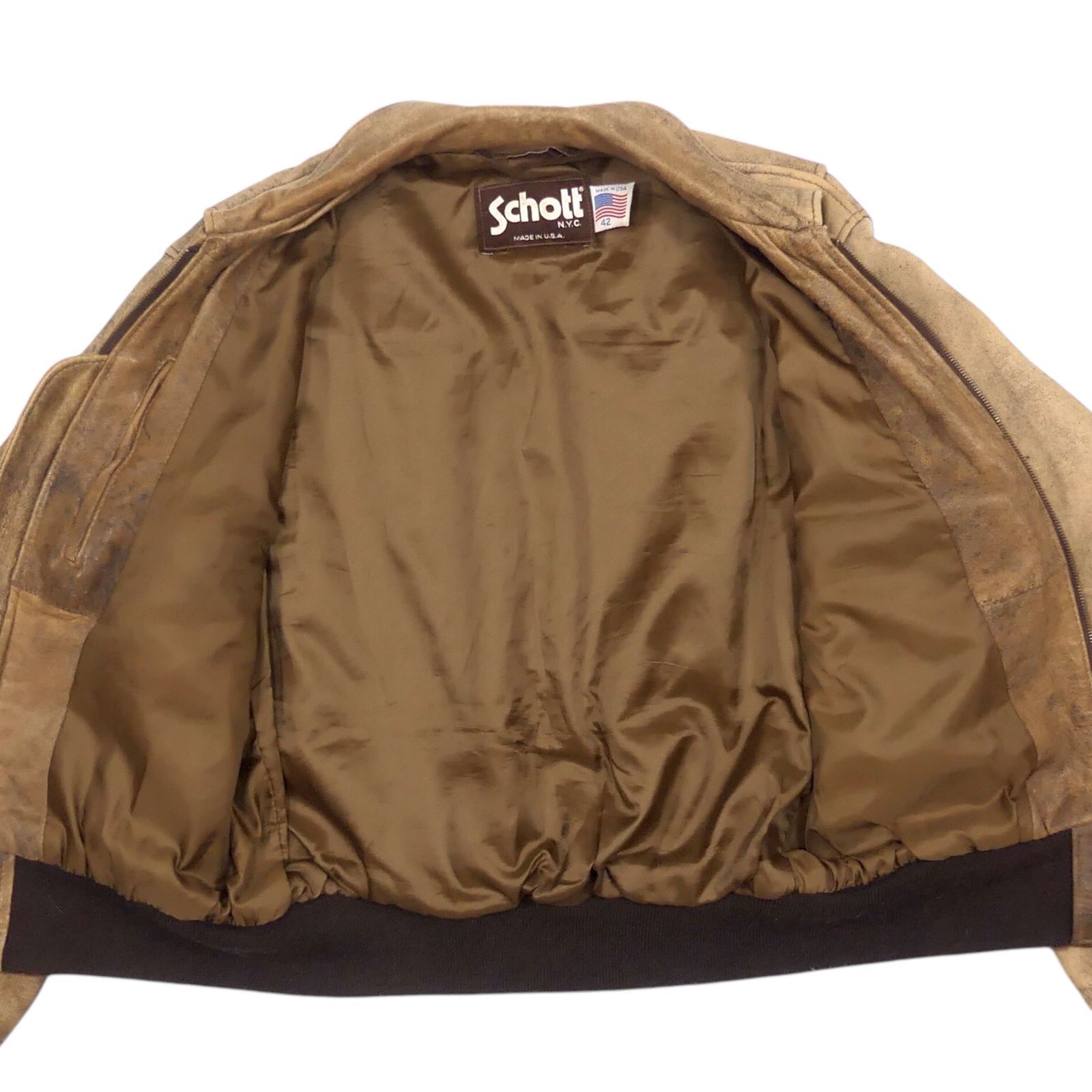 米国製】schott フライトジャケット G-1 ブラウン 本革 レザー 40 米国