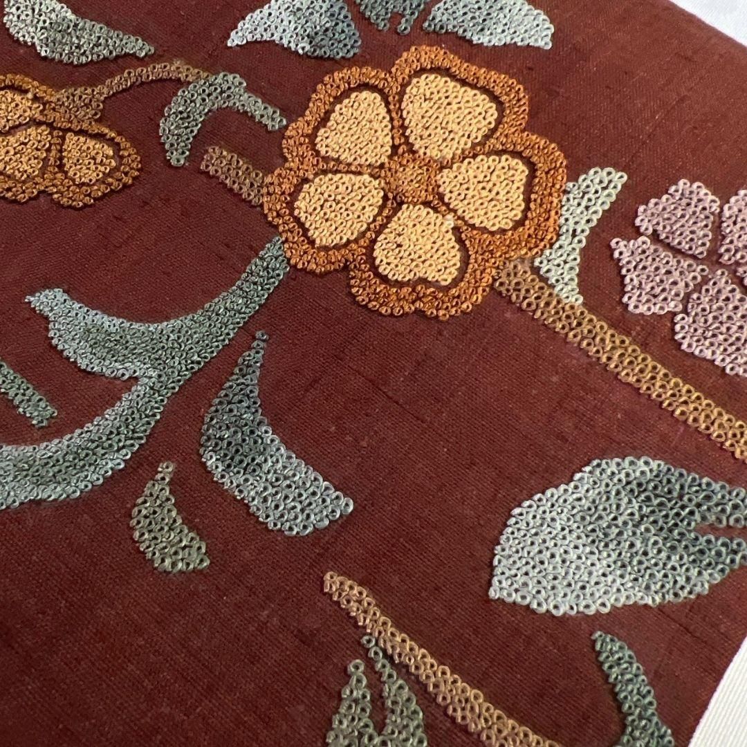 未着用 名古屋帯 紬 相良刺繍 花模様 着物 042a p - メルカリ