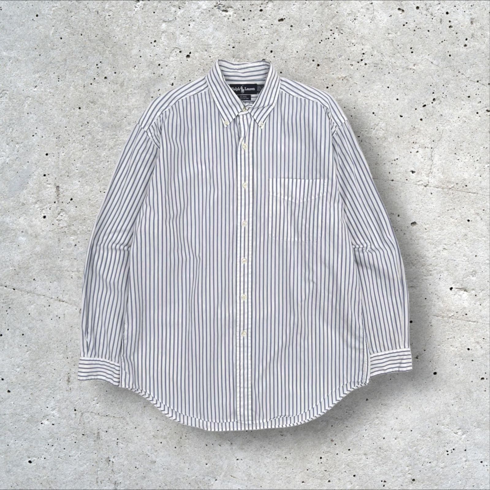 90s 00s Ralph Lauren BLAKE ボタンダウン ストライプ 長袖 シャツ M