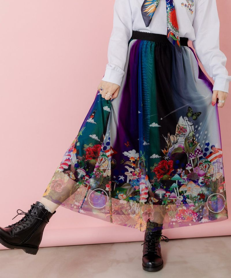 152739：アメリカンダイナー柄スカート ScoLar スカート 152739：アメリカンダイナー柄スカート