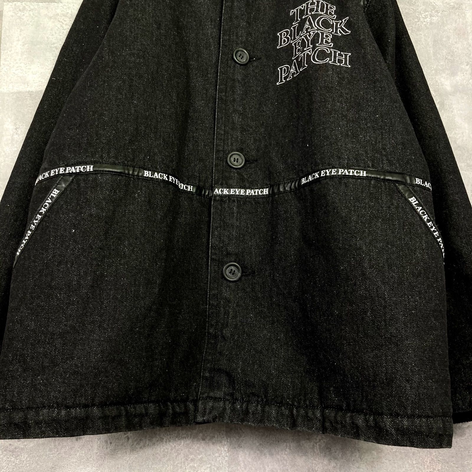 状態良好☆ブラックアイパッチ ロゴテープデニムランチコート Mサイズ  