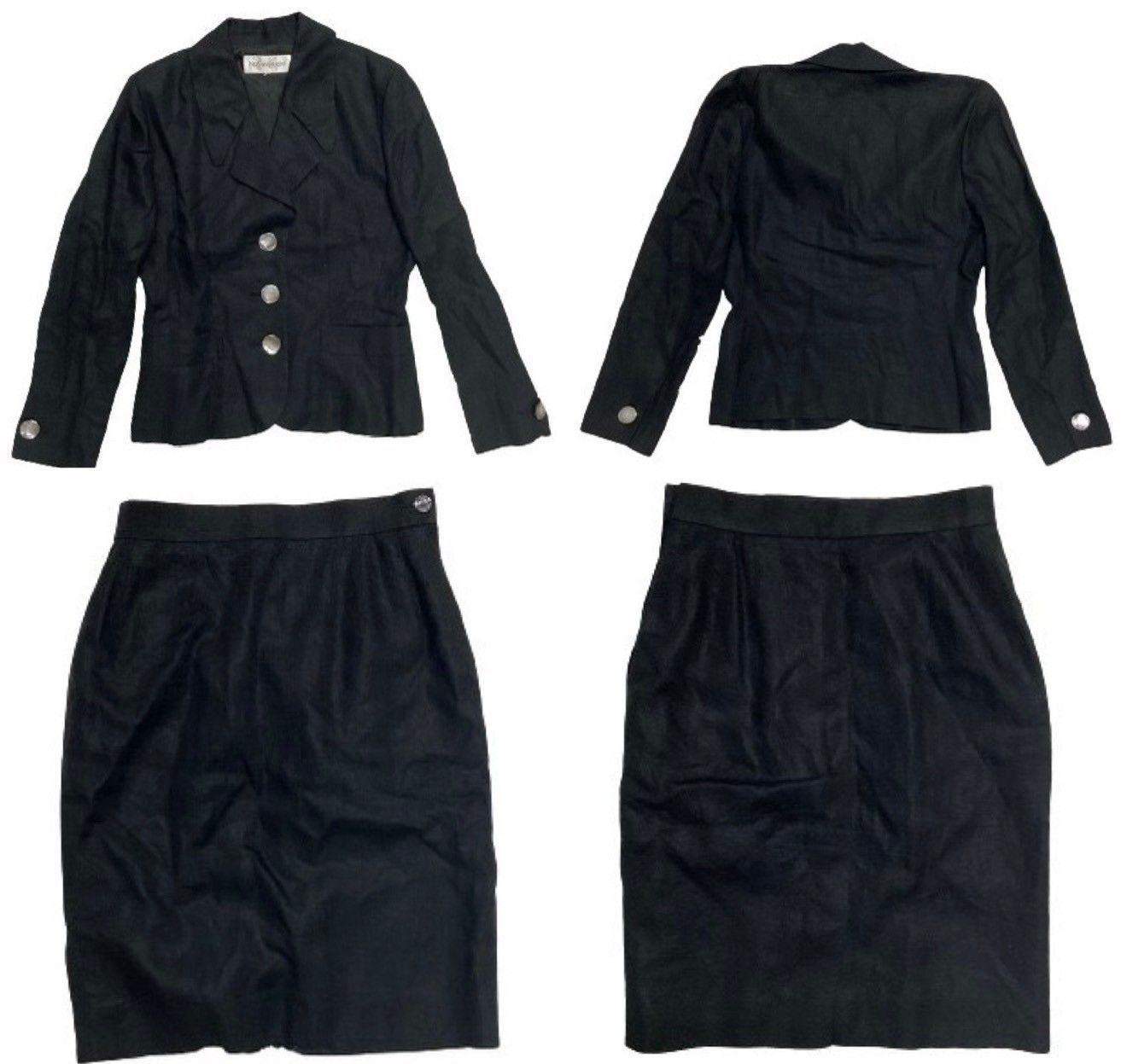 7,840円イヴサンローラン　リネン　セットアップ　スカート　ジャケット　ロゴボタン