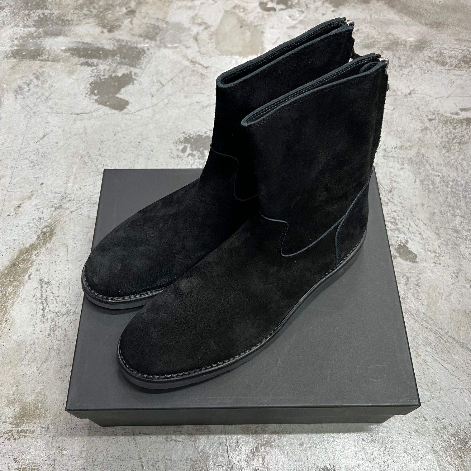 定価82500円 新品 MINEDENIM Suede Leather Back Zip Boots スエード 