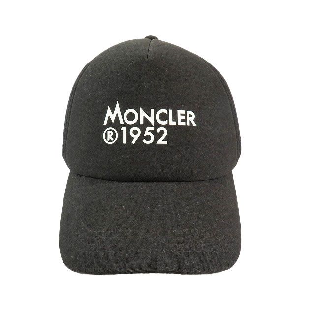 21SS モンクレール MONCLER ジーニアス ロゴ プリント メッシュキャップ CAPPELLO BASEBALL 帽子 黒 ブラック メンズ  YBA5