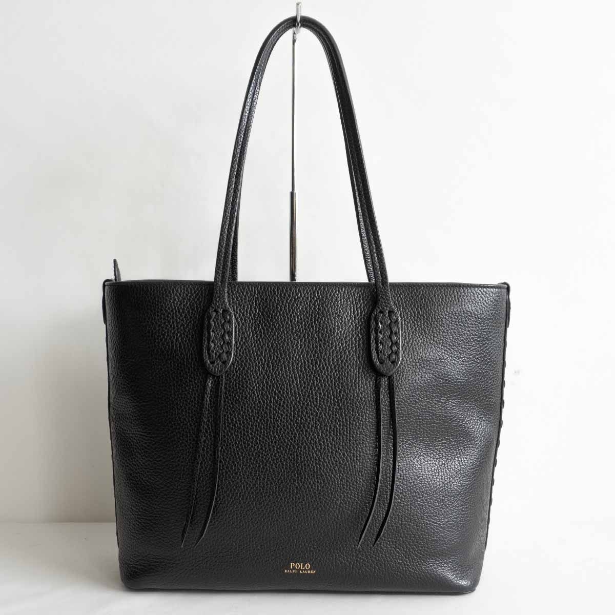 極美品 RALPH LAUREN ラルフローレン トートバッグ ブラック レザー 極美品】LAUREN RALPH LAUREN トートバッグブラックレザー