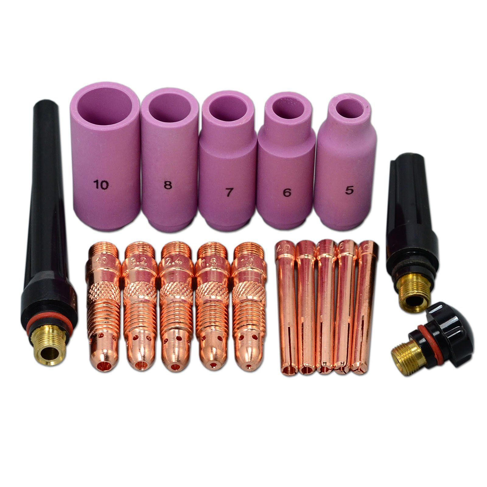 RIVERWELD コレットボディ コレット アルミナノズル SR ATP WP 17 18 26 TIG溶接トーチ用 消耗品18個