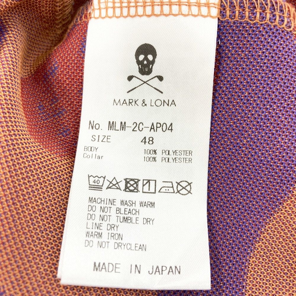 MARK＆LONAオレンジ　半袖ポロシャツ スカル刺繍 MARK＆LONAオレンジ半袖ポロシャツ スカル刺繍