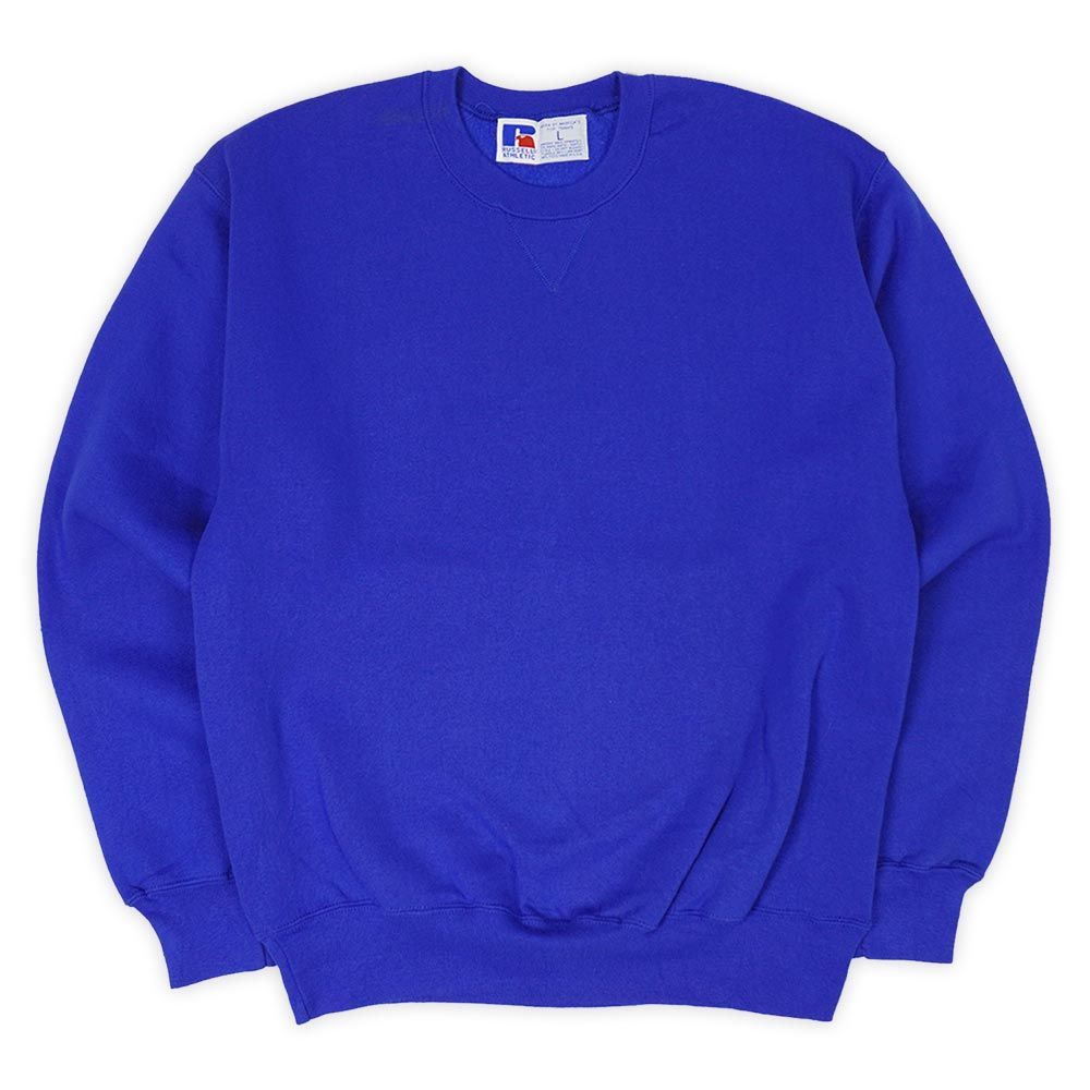 ラッセル RUSSELL 美品 未洗い 90s 90年代 ブランク 無地 旧タグ 前V MADE IN USA アメリカ製 アメカジ オリジナル ヴィンテージ 古着 メンズ スウェット・トレーナー ブルー / 青 L【中古】