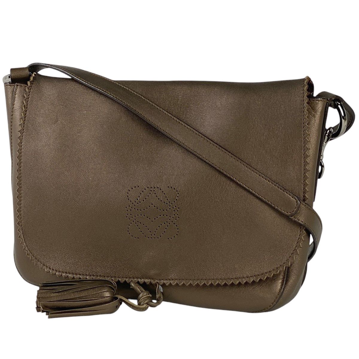 ロエベ LOEWE アナグラム ショルダーバッグ フリンジ タッセル  