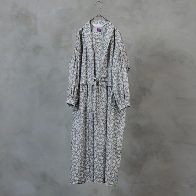 the last flower of the afternoon LIBERTY FABRICS Layered dress light gray black ワンピース お洒落