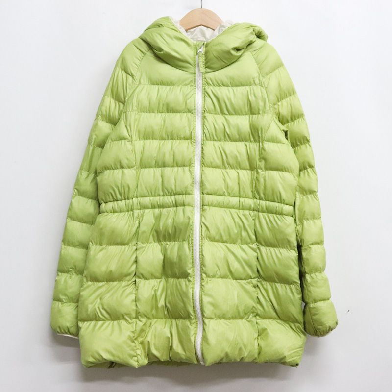 ユニクロ ガールズ フード付き中綿ロングコート150cm オフホワイト