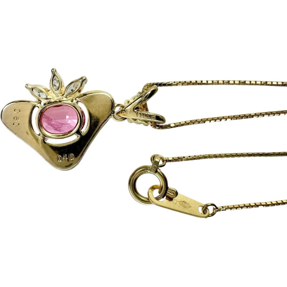 ピンクサファイア 0.80ct ダイヤモンド 0.40ct ネックレス K18ゴールド 