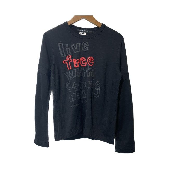 COMME des GARCONS カットソー 長袖 ロンＴ トップス クルーネック ウール PH-T056 AD2011 live free with strong will 日本製 古着