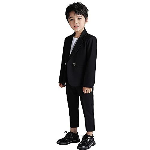 ブラック_130 [LOLANTA] 子供 フォーマル スーツ 男の子 キッズ 上下セット ジャケット ズボン 結婚式 入学式 入園式 発表会…