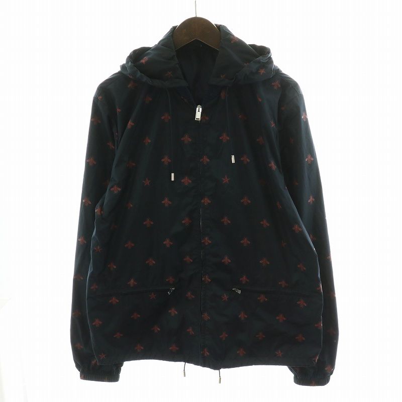 グッチ GUCCI Bee Star Nylon Jacket パーカー ジップアップ ハチ スター 星 ナイロン 48 M ボルドー 紺 ネイビー 429587 /AN32