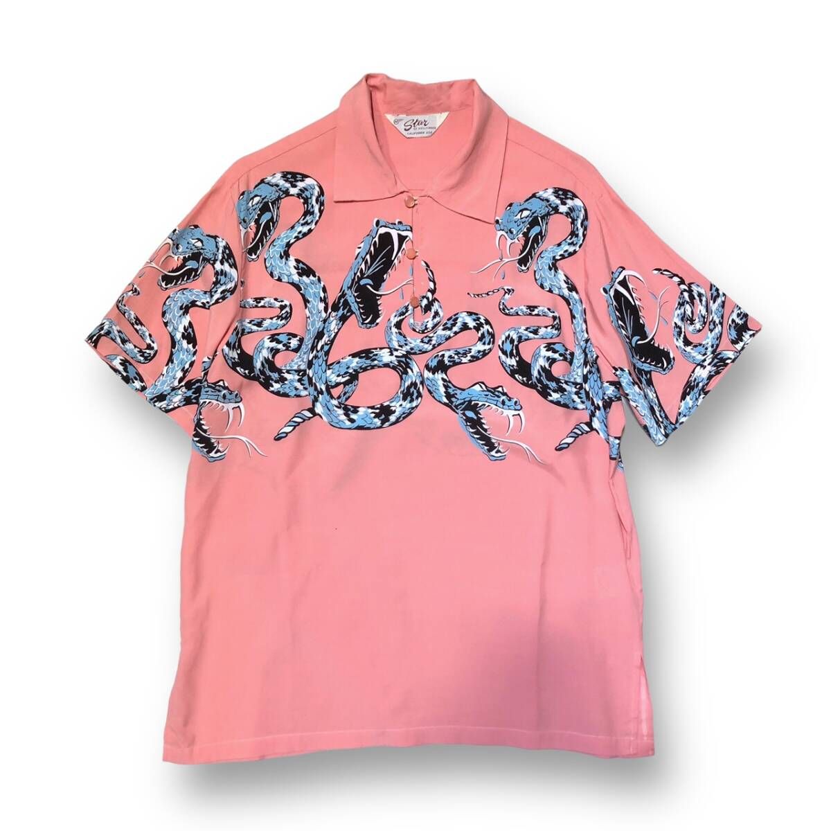 STAR OF HOLLYWOOD RAYON PULLOVER SHIRT RATTE SNAKE レーヨン プルオーバー シャツ ピンク SIZE M スター オブ ハリウッド 