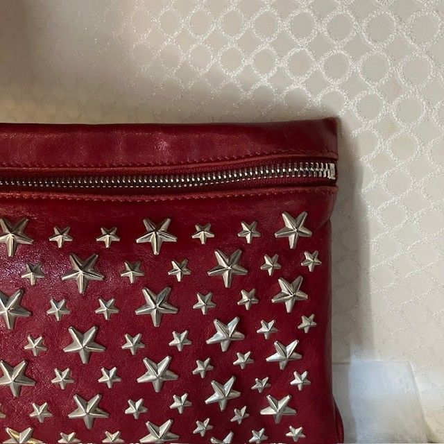 ジミーチュー JIMMY CHOO スタースタッズ レザークラッチバック レッド 