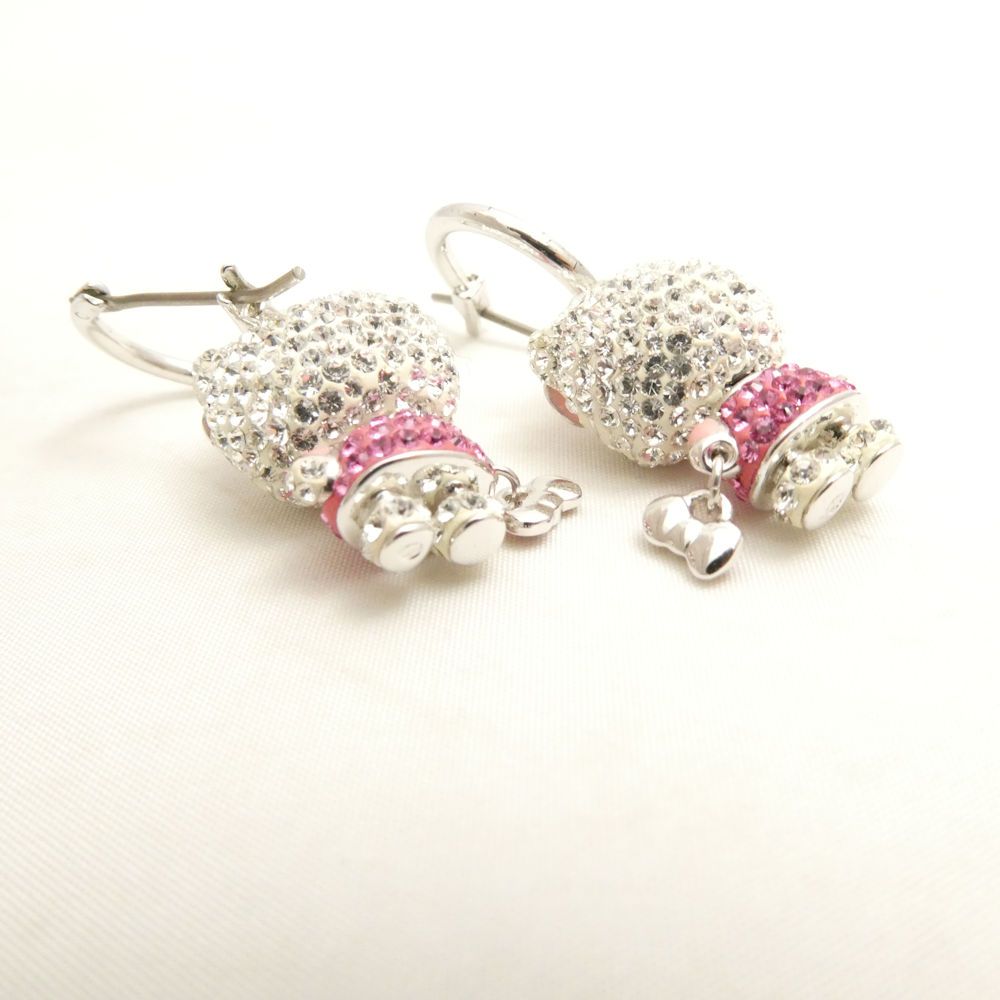 美品 SWAROVSKI スワロフスキー ハローキティ 両耳 フープピアス
