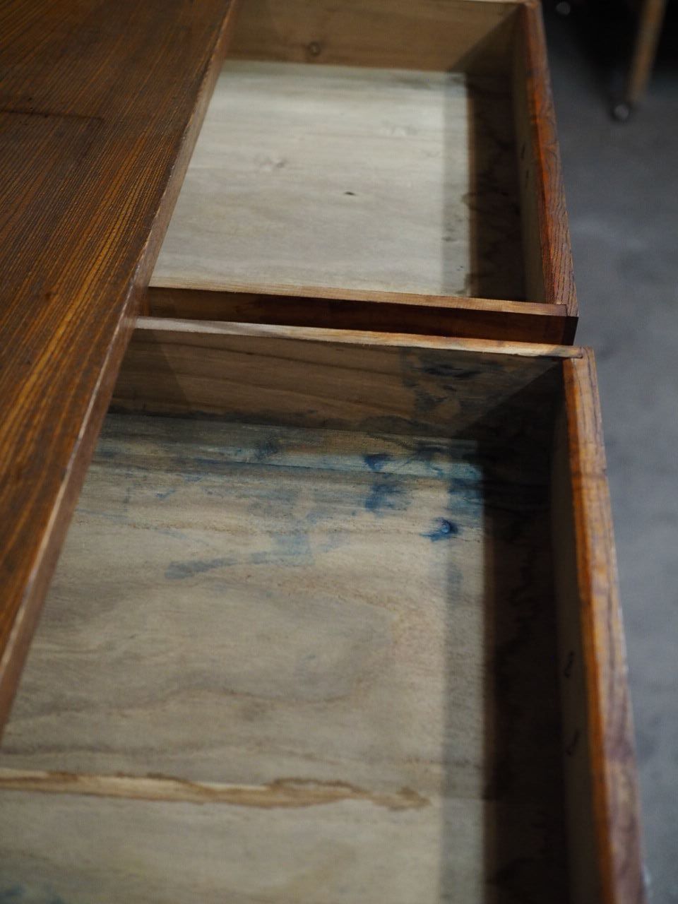 91年前の欅天板書斎机 昭和9年