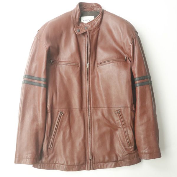 美品 オンワード樫山 SUIVI HOMME スウィービー・オム 羊革 ラムレザー 